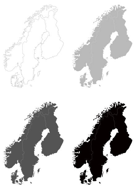 illustrations, cliparts, dessins animés et icônes de cartes de scandinavie - map of norway