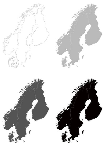 illustrazioni stock, clip art, cartoni animati e icone di tendenza di mappe scandinave - penisola scandinava
