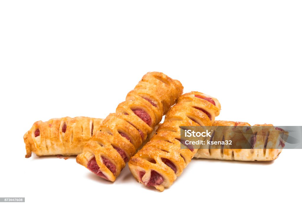 puff pastry with jam isolated puff pastry with jam isolated on white background Baked Stock Photo