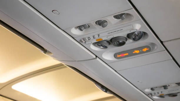 istock Group of Air control knobs,light for Belt warning signals and Non-smoking on the plane. 873458666