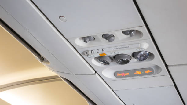 istock Group of Air control knobs,light for Belt warning signals and Non-smoking on the plane. 873458672
