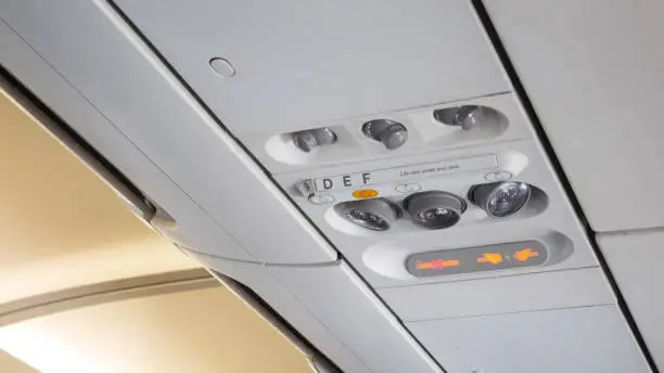 Group of Air control knobs,light for Belt warning signals and Non-smoking on the plane