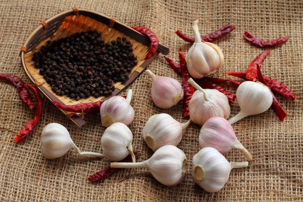 istock Garlic chili  and black peper is spices. 873459008