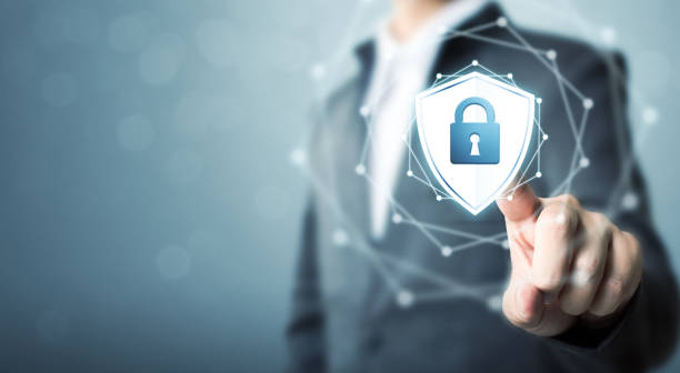 istock Businessman touching shield protect icon, Concept cyber security safe your data 873468774