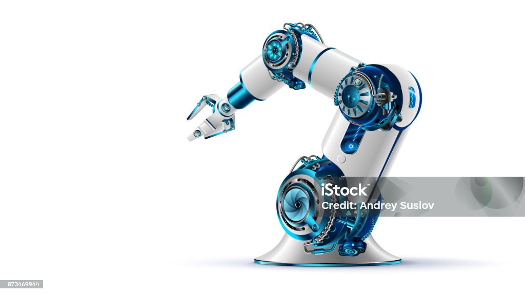 robotic arm. Mechanical hand. Industrial robot manipulator. robotic arm 3d on white background. Mechanical hand. Industrial robot manipulator. Modern industrial technology. Robotic Arm stock vector
