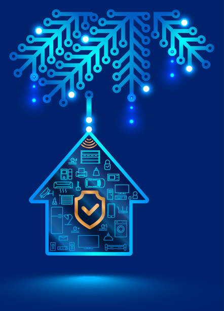 istock electronic home security system. Christmas decoration in the form of a printed circuit Board. Christmas ball on the Christmas tree, internet of things 873472936