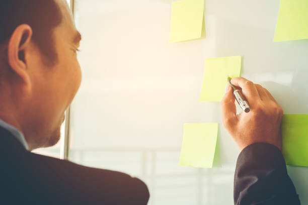 istock Businessman putting his ideas in Post-it planning on new business project 873473498
