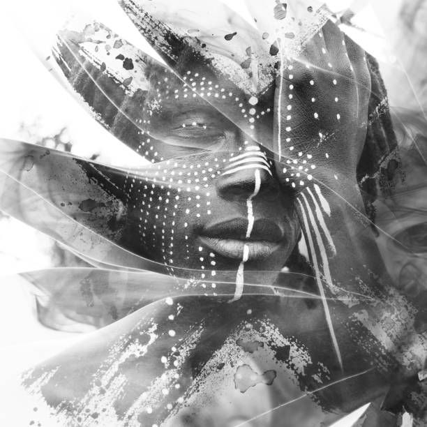 istock Paintography. Expressive African man combined with stunning double exposure art techniques and hand drawn paintings