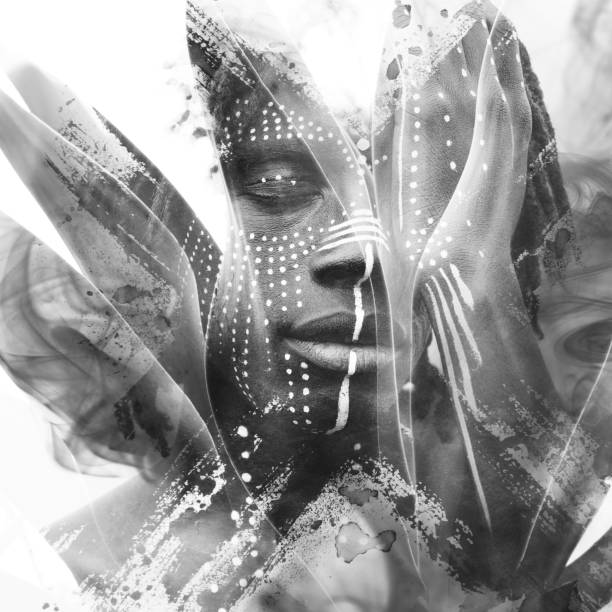 istock Paintography. Expressive African man combined with stunning double exposure art techniques and hand drawn paintings