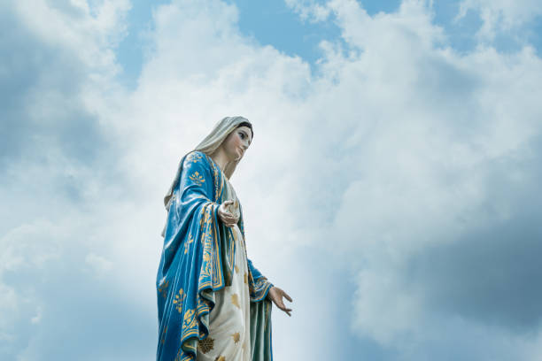 The Virgin Mary statue at The Cathedral of the Immaculate Conception stock photo