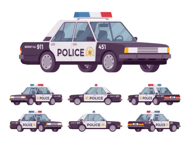 Vector illustration of Police car set