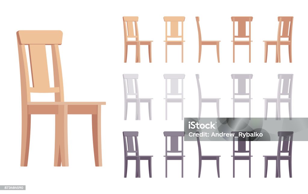 Ensemble de meubles de chaise en bois - clipart vectoriel de Chaise libre de droits