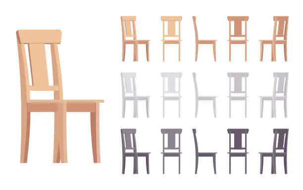 Vector illustration of Wooden chair furniture set