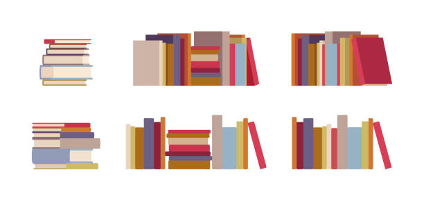 illustrations, cliparts, dessins animés et icônes de ensemble de piles de livres - stacking bookstore reading book