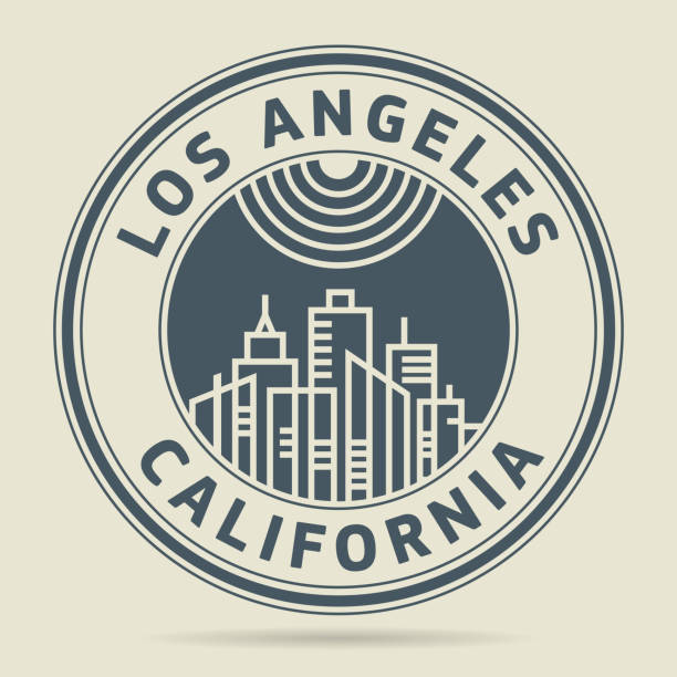 Stamp with text Los Angeles, Califronia Stamp or label with text Los Angeles, Califronia written inside, vector illustration los angeles stock illustrations