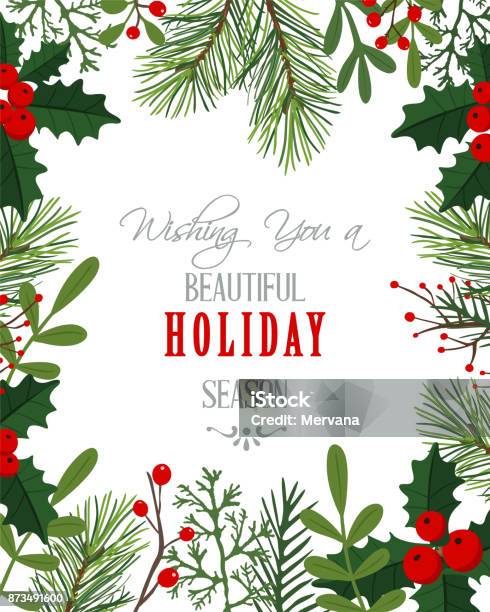 Holiday Background Stock Illustration - Download Image Now - Christmas, Holly, Border - Frame