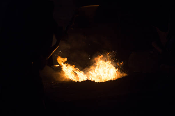 istock melting waste iron in the crucible 873499352