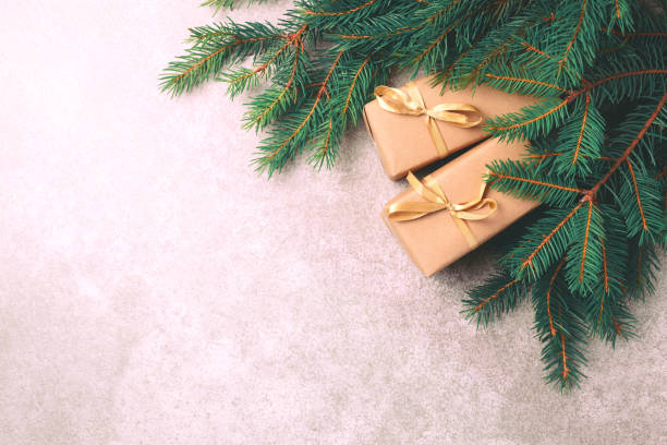 istock Christmas background. Craft gift boxes and decoration 873499810