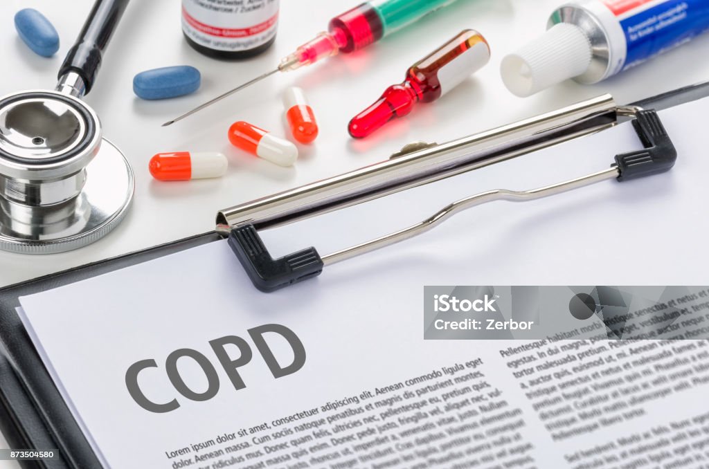 The diagnosis COPD written on a clipboard Chronic Obstructive Pulmonary Disease Stock Photo