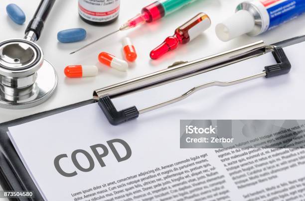 The Diagnosis Copd Written On A Clipboard Stock Photo - Download Image Now - Chronic Obstructive Pulmonary Disease, Lung, Analyzing