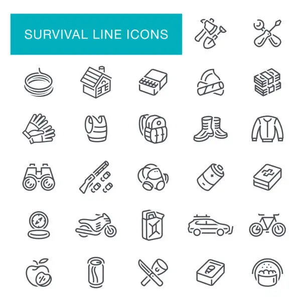 Vector illustration of Survival Line Icons