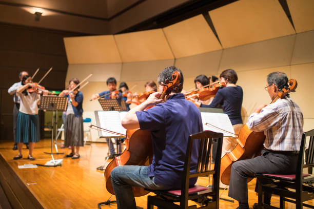 muzyk ćwiczy przed koncertem - practicing music violin women zdjęcia i obrazy z banku zdjęć