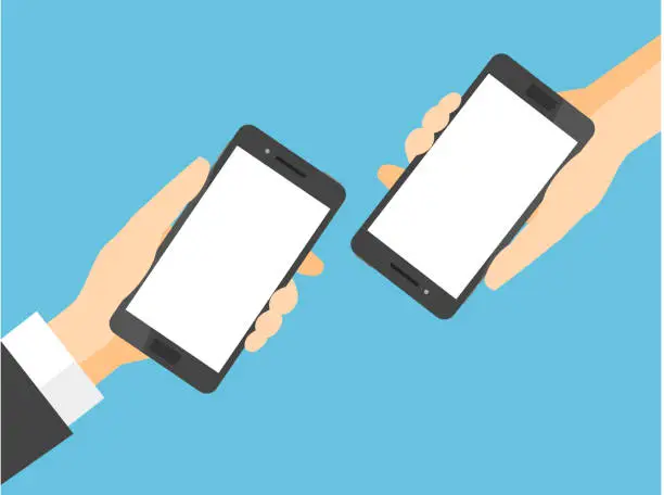 Vector illustration of Two smartphones with blank white screen