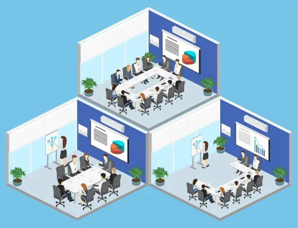 Vector illustration of Business meeting in office Business presentation meeting in an office