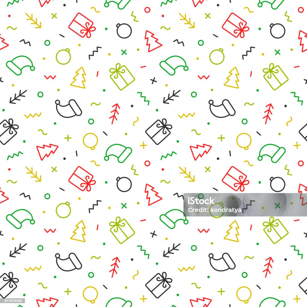 Flat outline Christmas seamless pattern. Vector Flat outline Christmas seamless pattern. Vector modern background Pattern stock vector