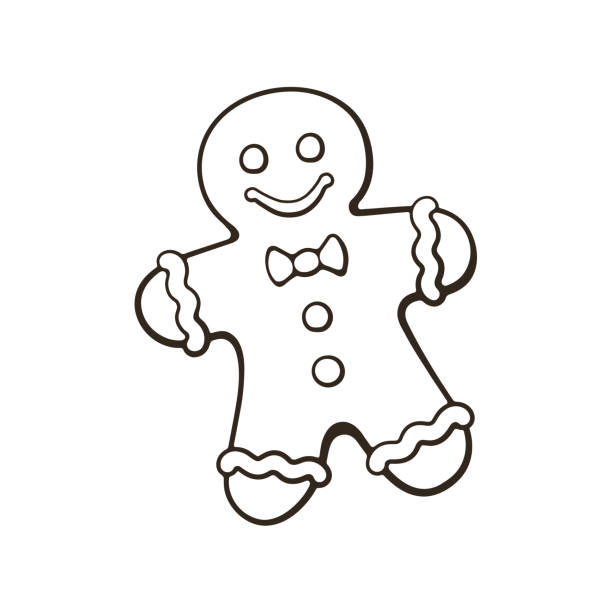 ilustraciones, imágenes clip art, dibujos animados e iconos de stock de doodle del hombre de pan de jengibre galletas de navidad - hombre de jengibre