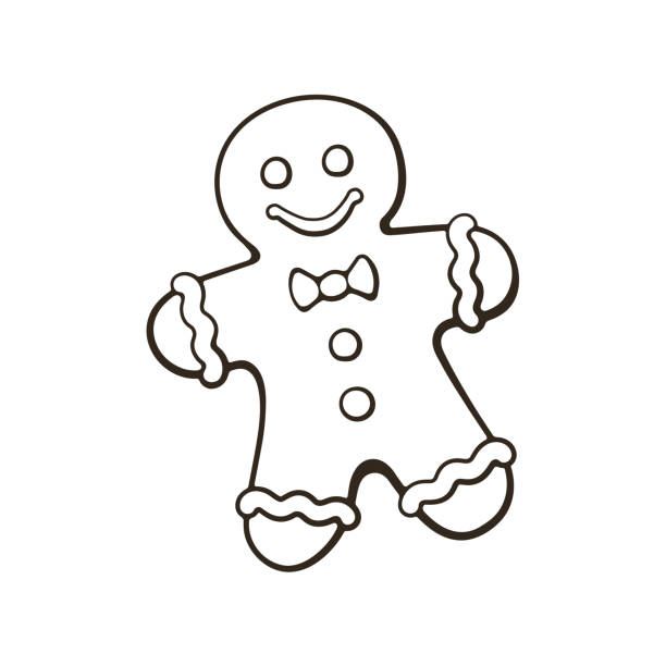 Doodle of Christmas cookies Gingerbread man Vector illustration. Hand drawn doodle of Christmas cookies Gingerbread man. New year biscuit ginger man. Cartoon sketch. Isolated on white background gingerbread man stock illustrations
