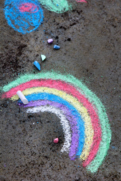 istock chalk drawing on asphalt: colorful rainbow 873519588