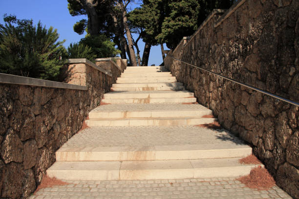 istock Stone stairs in smal mediterranean town Brela , Croatia 873520246