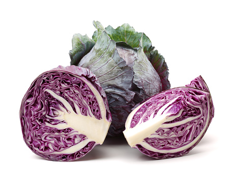 Red cabbage isolated on white background