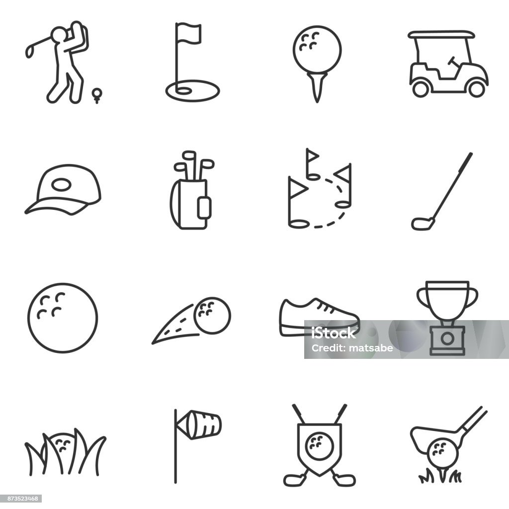 Conjunto de iconos de golf. Movimiento editable. - arte vectorial de Golf libre de derechos