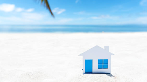 istock Small house on white sandy beach 873527060