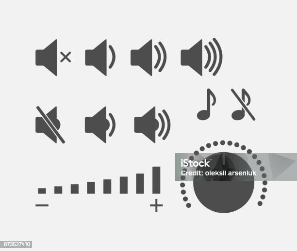 Digital Sound Controller Icons Collection Stock Illustration - Download Image Now - Volume Knob, Icon Symbol, Silence