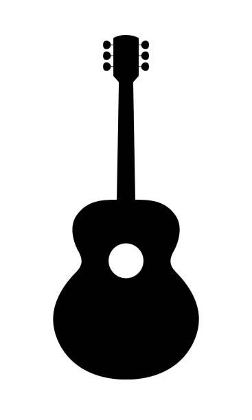 akustische gitarre silhouette - guitar classical music classical style jazz stock-grafiken, -clipart, -cartoons und -symbole