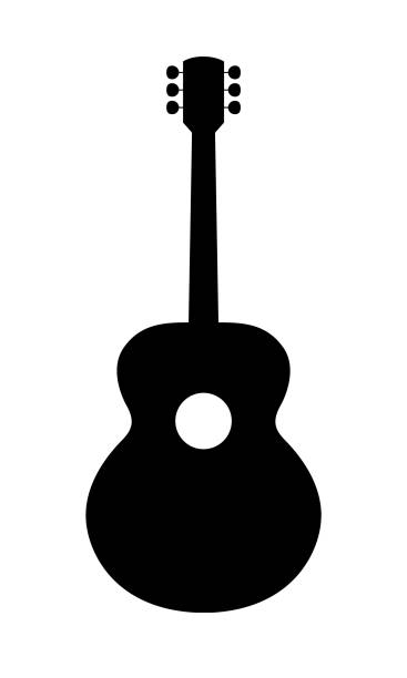 Acoustic Guitar Silhouette Vector Illustration Of Hand Drawn, No Brand, Imaginery Acoustic Guitar Silhouette. No Release needed, no copyright infringrment. guitar silhouettes stock illustrations