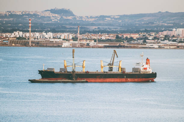 istock Bulk carrier ship in the bay. 873534494
