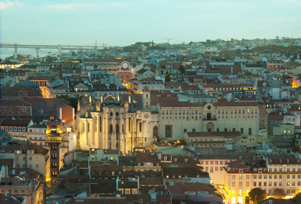 istock Santa Justa Lift and Carmo Convent at evening. 873534630