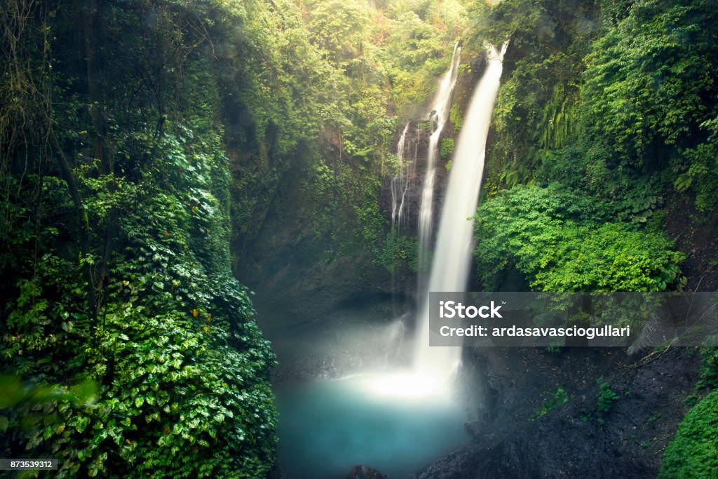 Aling aling waterfall Aling aling waterfall at Indonesia Bali. Waterfall Stock Photo