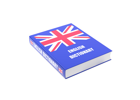 English Dictionary Book Isolated on White Background. With Clipping Path