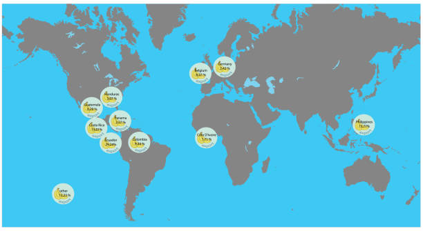 istock banana exports on the map in the world. infographics. vector illustration. 873543076