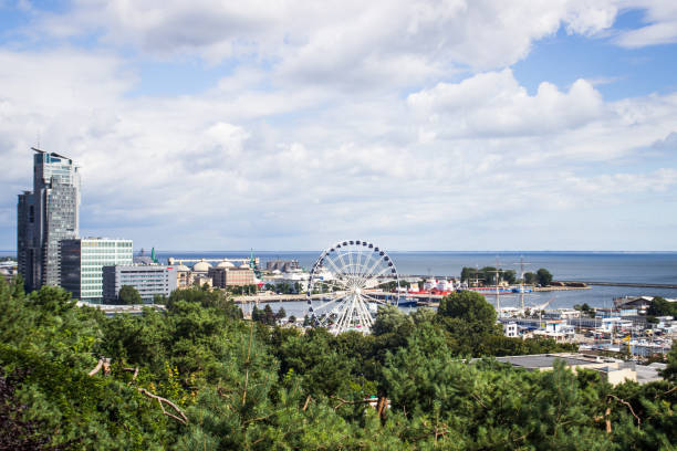 View for city panorama at Gdynia. stock photo