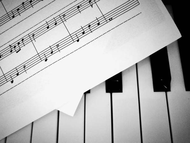istock Piano keyboard, Music sheet 873547536