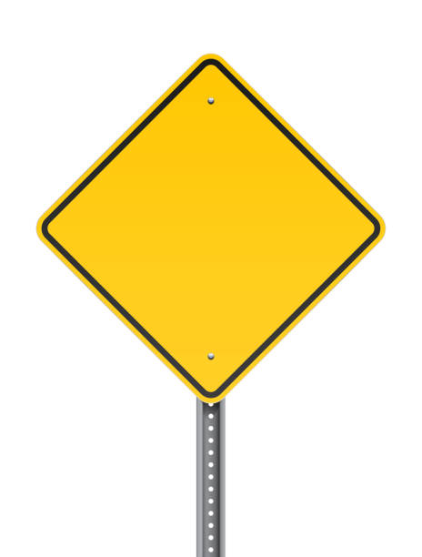 Blank warning road sign Vector illustration of a blank warning yellow road sign road sign stock illustrations