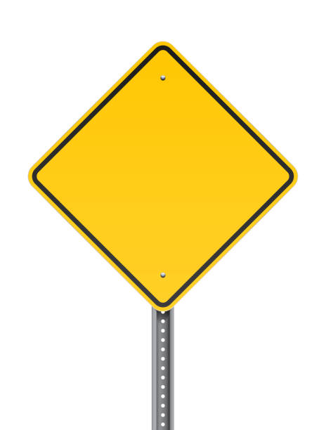 Blank warning road sign Vector illustration of a blank warning yellow road sign road sign ahead stock illustrations