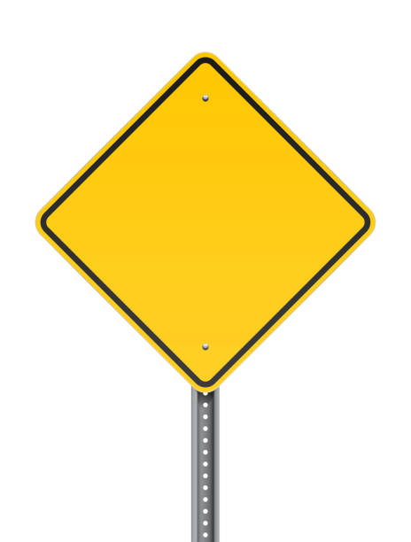 Blank warning road sign Vector illustration of a blank warning yellow road sign yellow stock illustrations