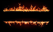 Fire Flames Frame. Design Element Isolated on Black Background